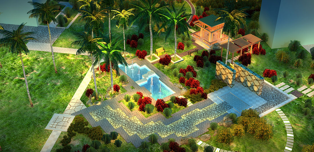 效果圖展示 中國南方電網(wǎng)云南羅平魯布革水力發(fā)電站辦公區(qū)亮化工程設(shè)計